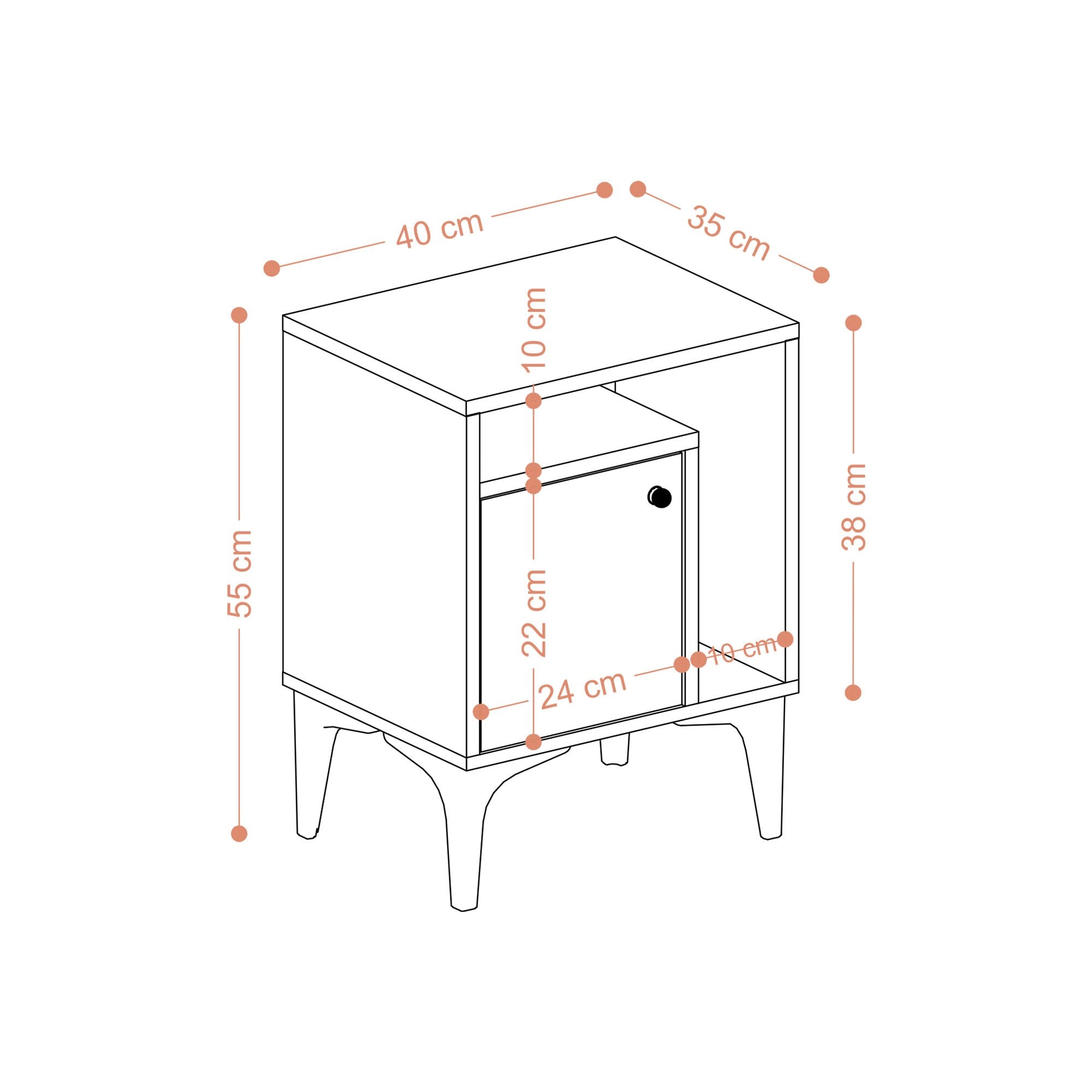 Nuno in Saphir- Eiche präsentiert im Onlineshop von KAQTU Design AG. Nachttisch ist von Hanah Home