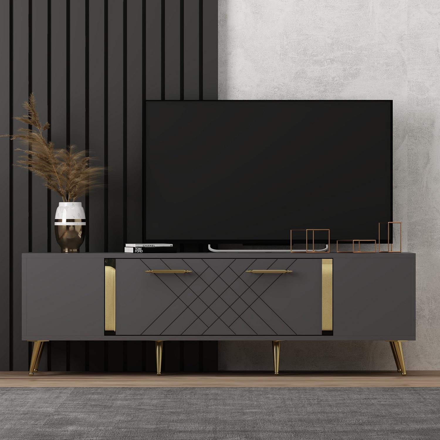 Detas - Anthracite, Gold in Anthrazit Gold präsentiert im Onlineshop von KAQTU Design AG. Sideboard ist von Hanah Home