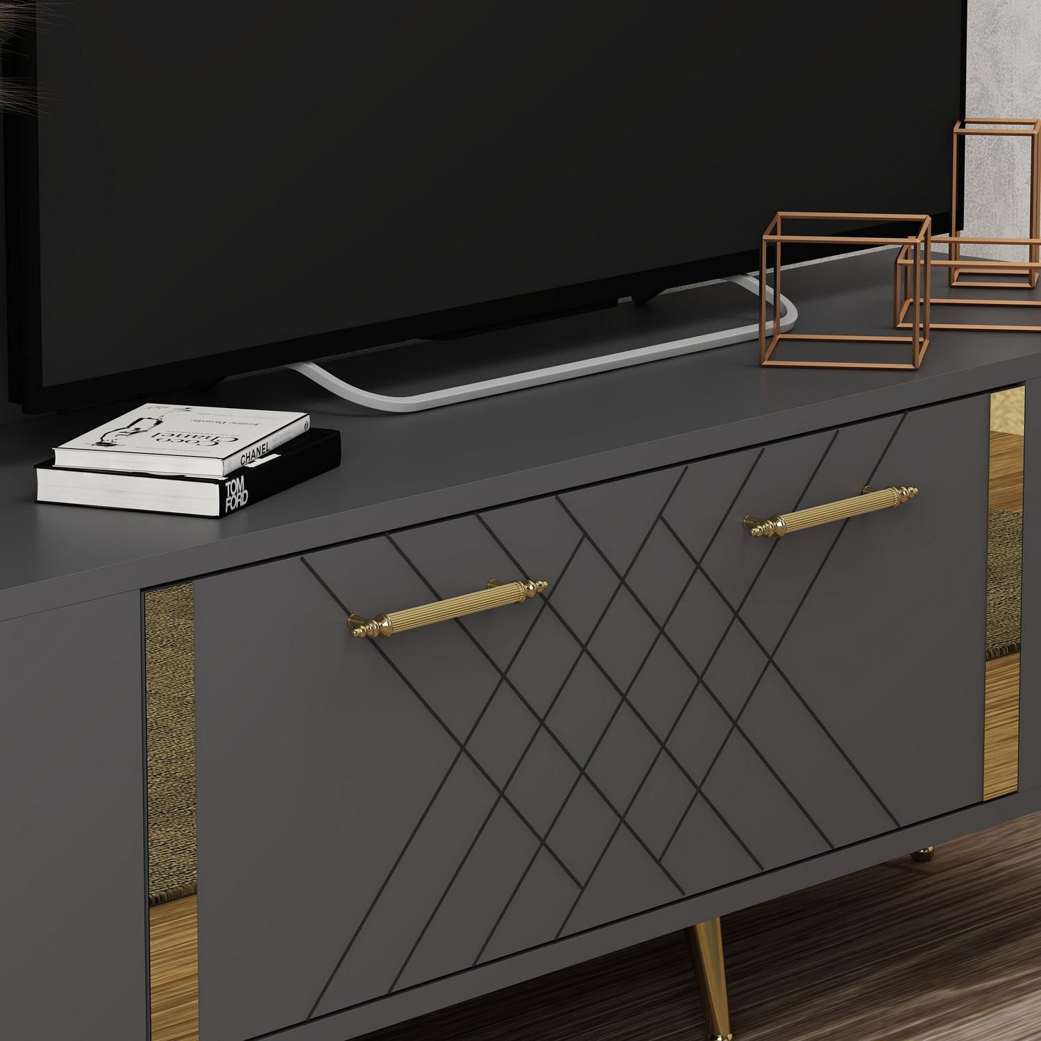 Detas - Anthracite, Gold in Anthrazit Gold präsentiert im Onlineshop von KAQTU Design AG. Sideboard ist von Hanah Home