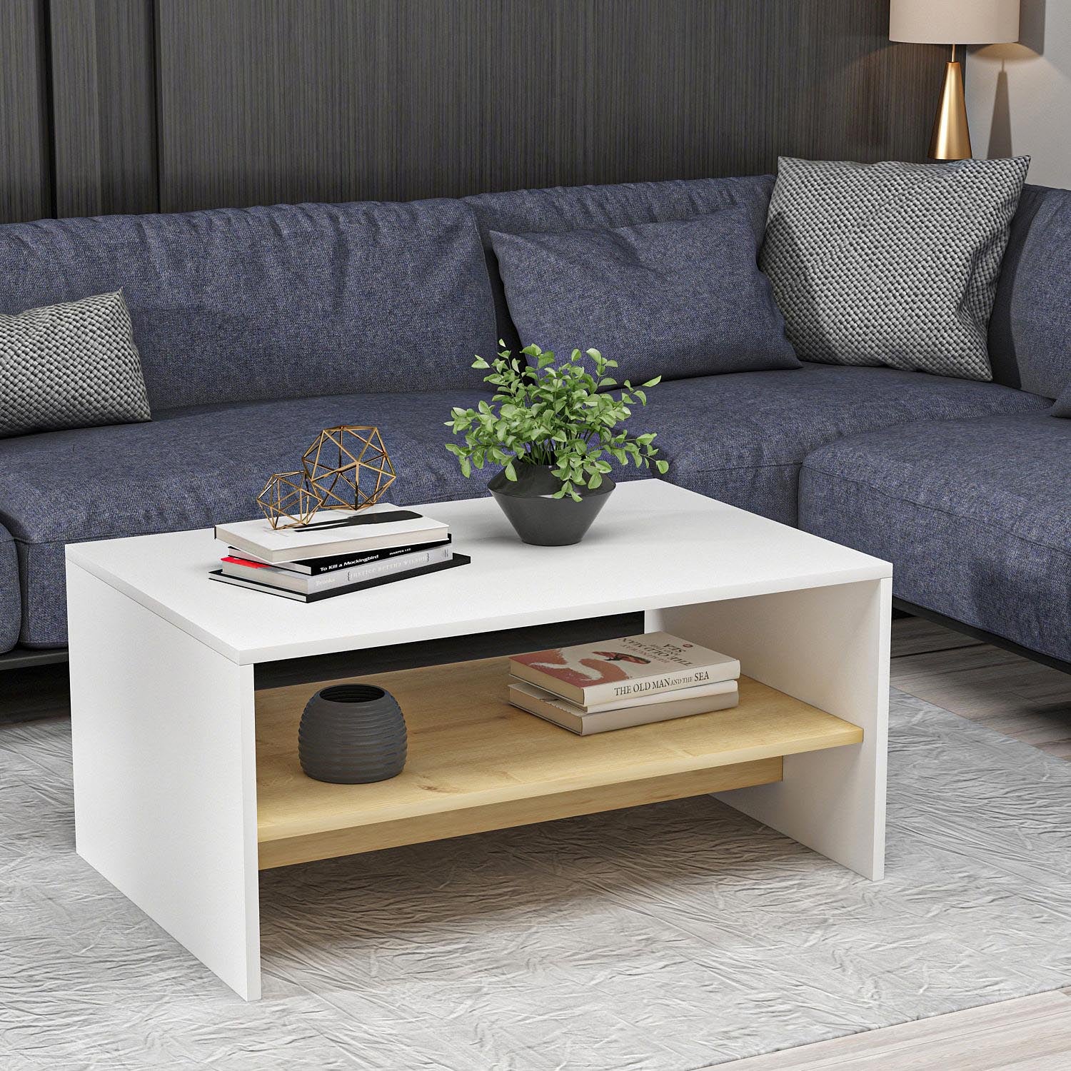 Apollon - White, Sapphire Oak in Weisser Saphir- Eiche präsentiert im Onlineshop von KAQTU Design AG. Beistelltisch ist von Hanah Home