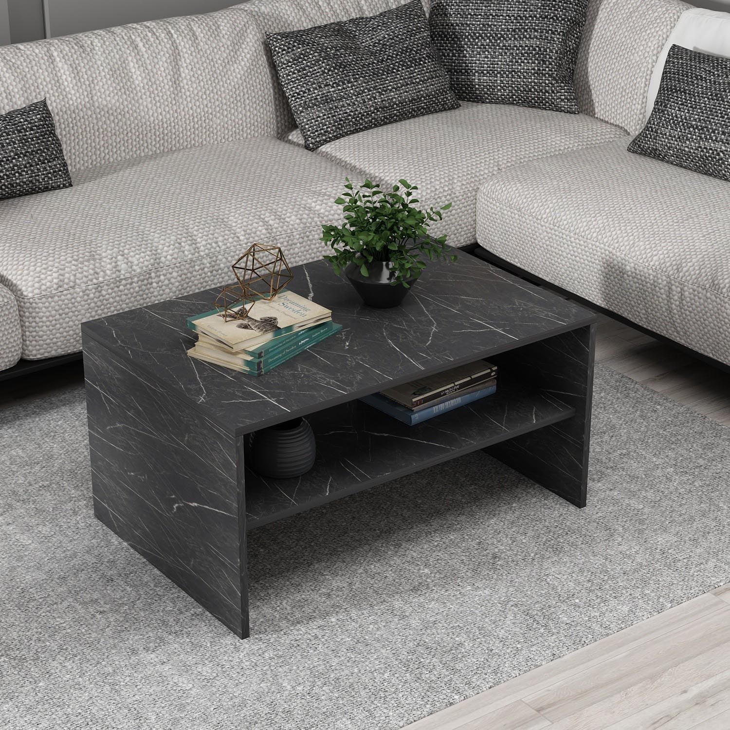 Apollon - Black in Schwarzer Marmor präsentiert im Onlineshop von KAQTU Design AG. Beistelltisch ist von Hanah Home