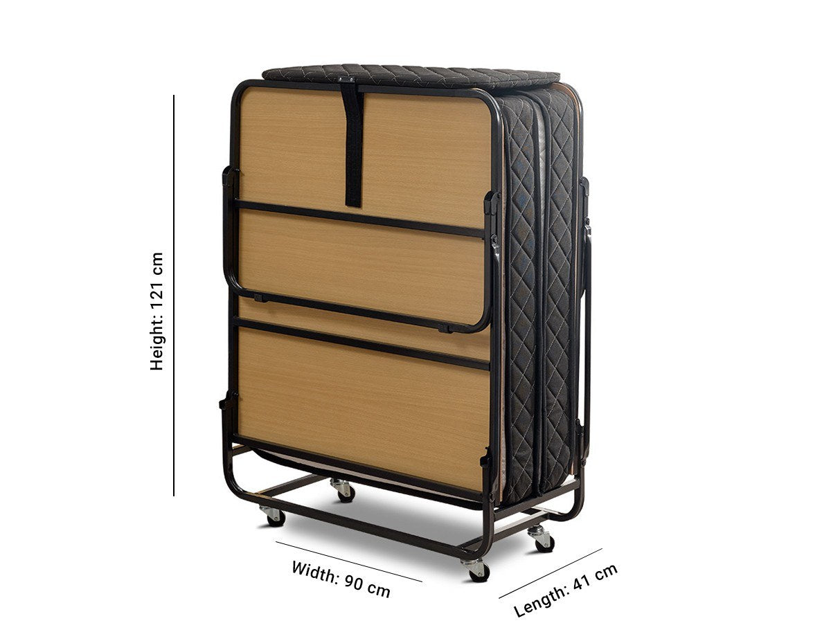 Entdecken Sie das stilvolle XL Klappbett von Hanah Home in Weiß und Schwarz. Ideal für Gäste, bietet es Komfort und platzsparendes Design.