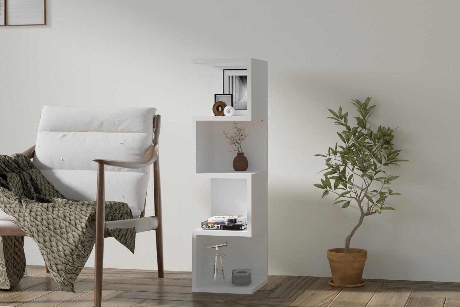 Alin - White in Weiss präsentiert im Onlineshop von KAQTU Design AG. Bücherregal ist von Hanah Home