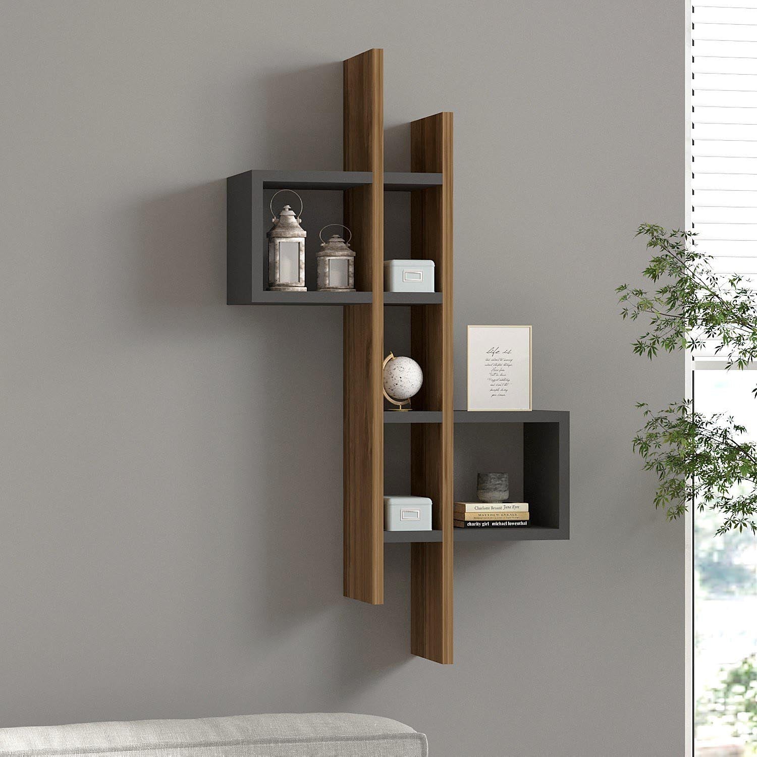 Emse - Oak, Anthracite in Eiche
 Anthrazit präsentiert im Onlineshop von KAQTU Design AG. Wandregal ist von Hanah Home