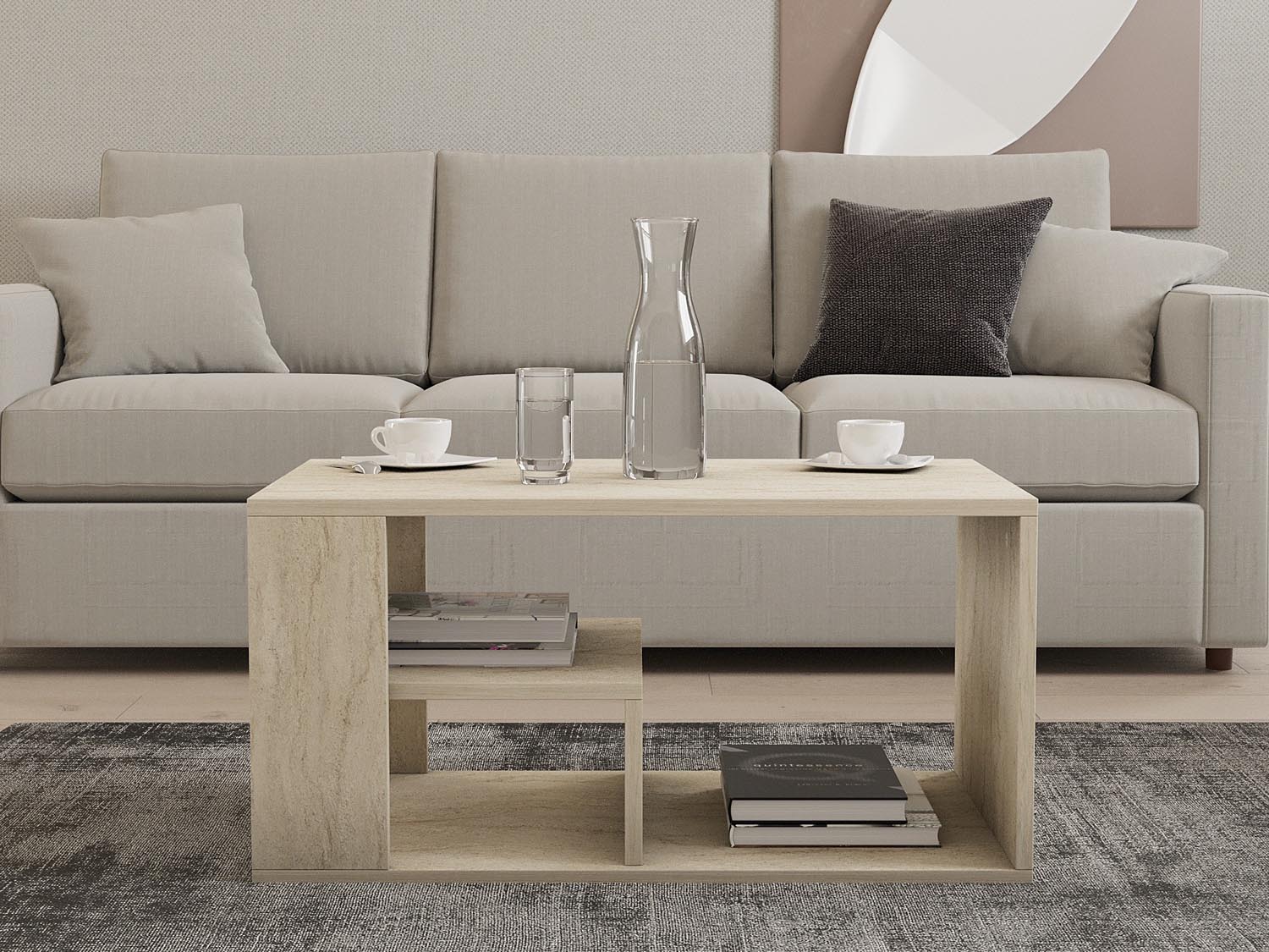 Eros - Travertine in Travertin präsentiert im Onlineshop von KAQTU Design AG. Beistelltisch ist von Hanah Home