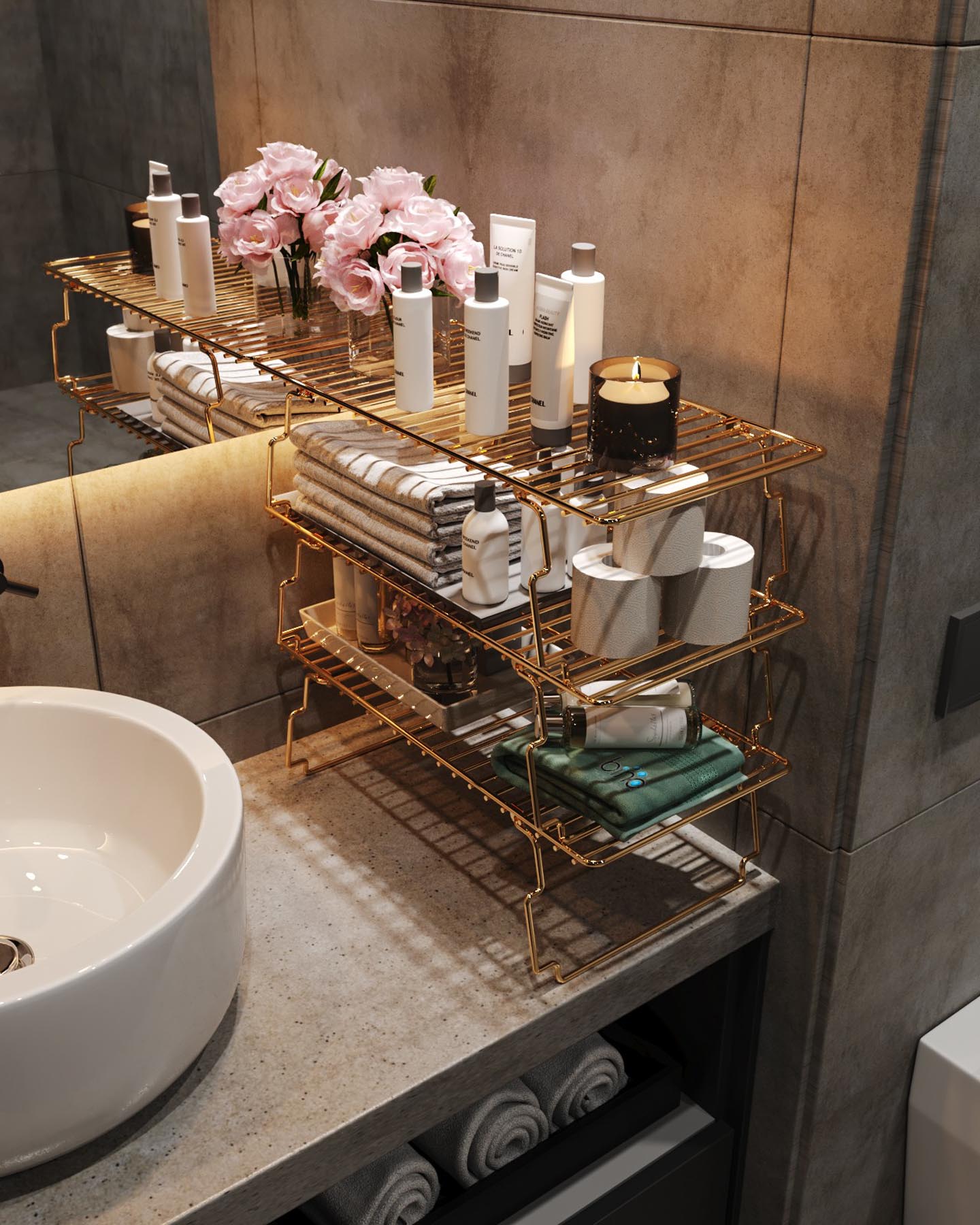 Dolap Ici Organizer in Gold
 Braun präsentiert im Onlineshop von KAQTU Design AG. Wandregal ist von Hanah Home