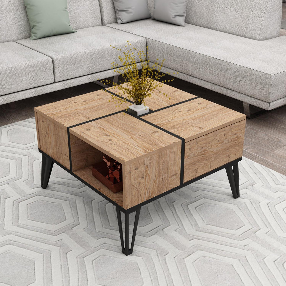 Nirvana Sofatisch - Atlantische Kiefer Schwarz in Atlantische Kiefer Schwarz präsentiert im Onlineshop von KAQTU Design AG. Couchtisch ist von Hanah Home