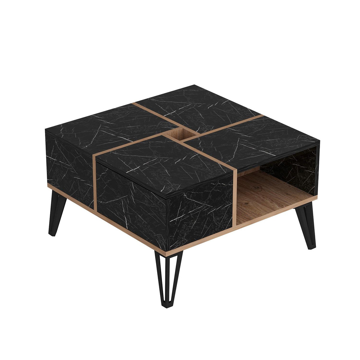 Nirvana Sofatisch - Schwarz
 Walnuss
 Weiss in Schwarz / Walnuss / Weiss präsentiert im Onlineshop von KAQTU Design AG. Couchtisch ist von Hanah Home
