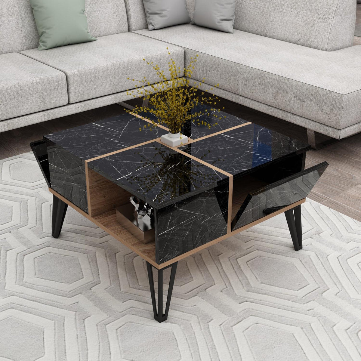 Nirvana Sofatisch - Schwarz
 Walnuss
 Weiss in Schwarz / Walnuss / Weiss präsentiert im Onlineshop von KAQTU Design AG. Couchtisch ist von Hanah Home