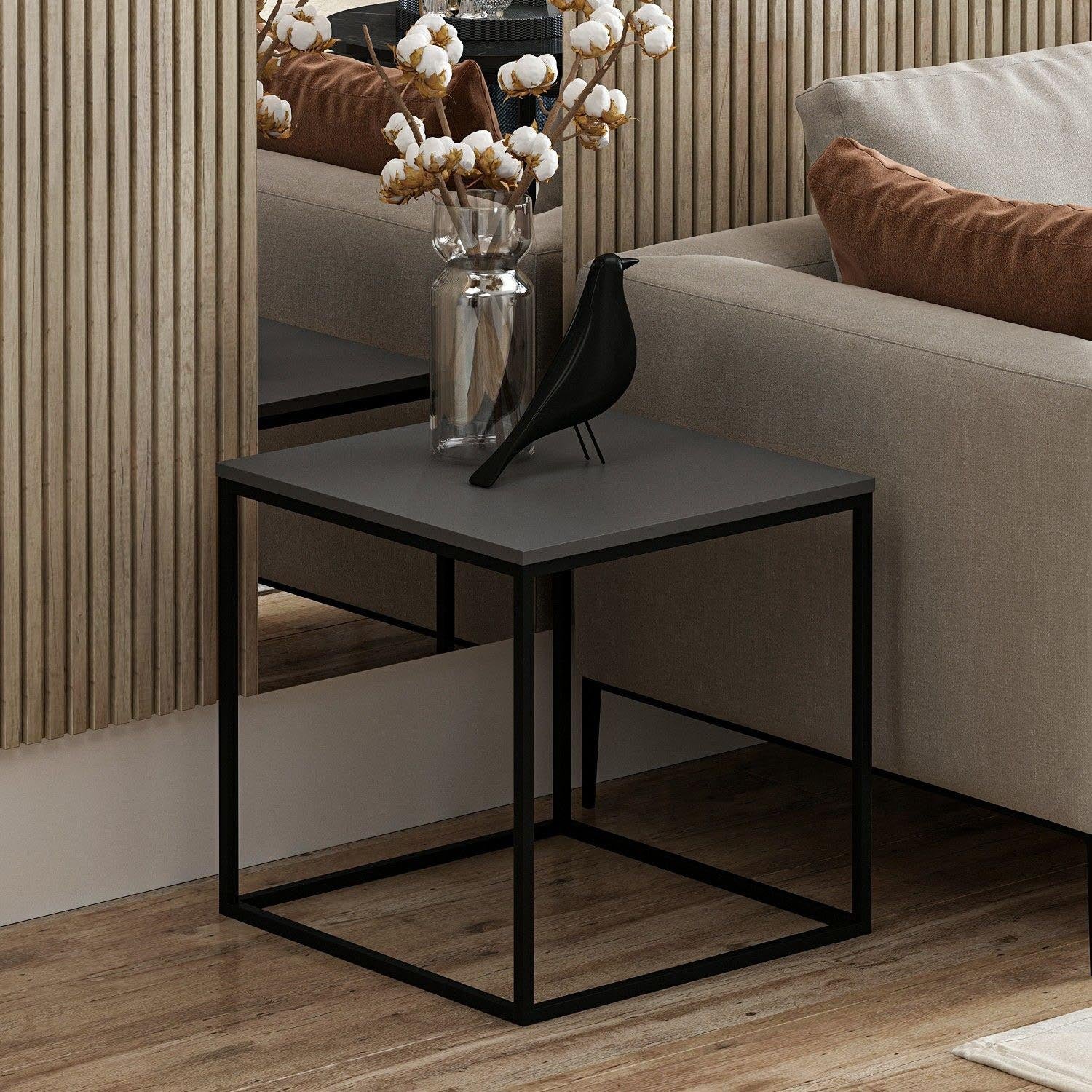 Basak - Anthracite in Anthrazit präsentiert im Onlineshop von KAQTU Design AG. Beistelltisch ist von Hanah Home