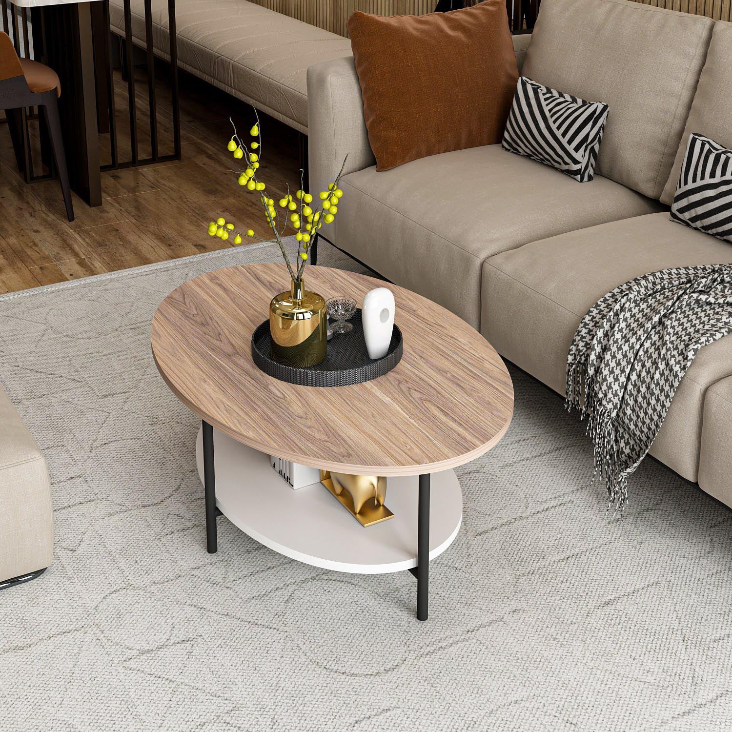 Elis in Eiche Weiss präsentiert im Onlineshop von KAQTU Design AG. Beistelltisch ist von Hanah Home