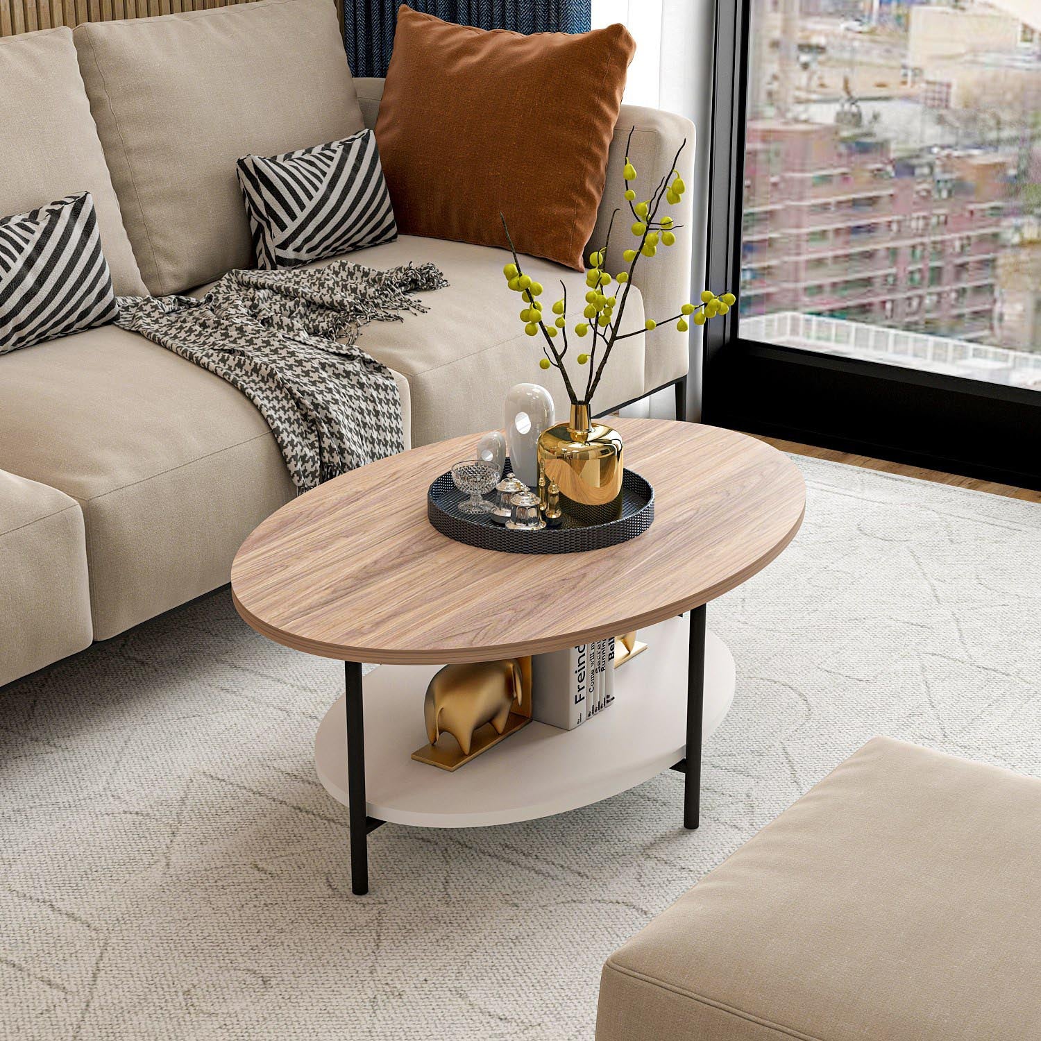 Elis in Eiche Weiss präsentiert im Onlineshop von KAQTU Design AG. Beistelltisch ist von Hanah Home