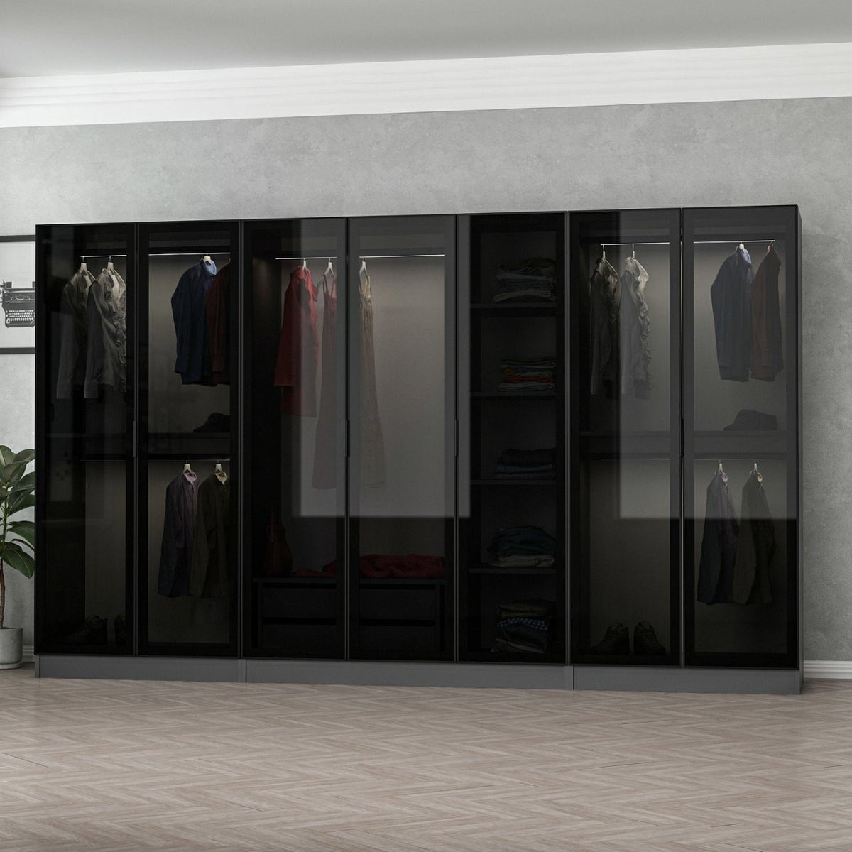 Kale Schrank - Anthrazit Schwarz in Anthrazit Schwarz präsentiert im Onlineshop von KAQTU Design AG. Drehtürenschrank ist von Hanah Home