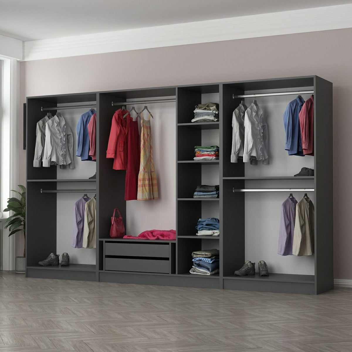 Kale Schrank - Anthrazit Schwarz in Anthrazit Schwarz präsentiert im Onlineshop von KAQTU Design AG. Drehtürenschrank ist von Hanah Home