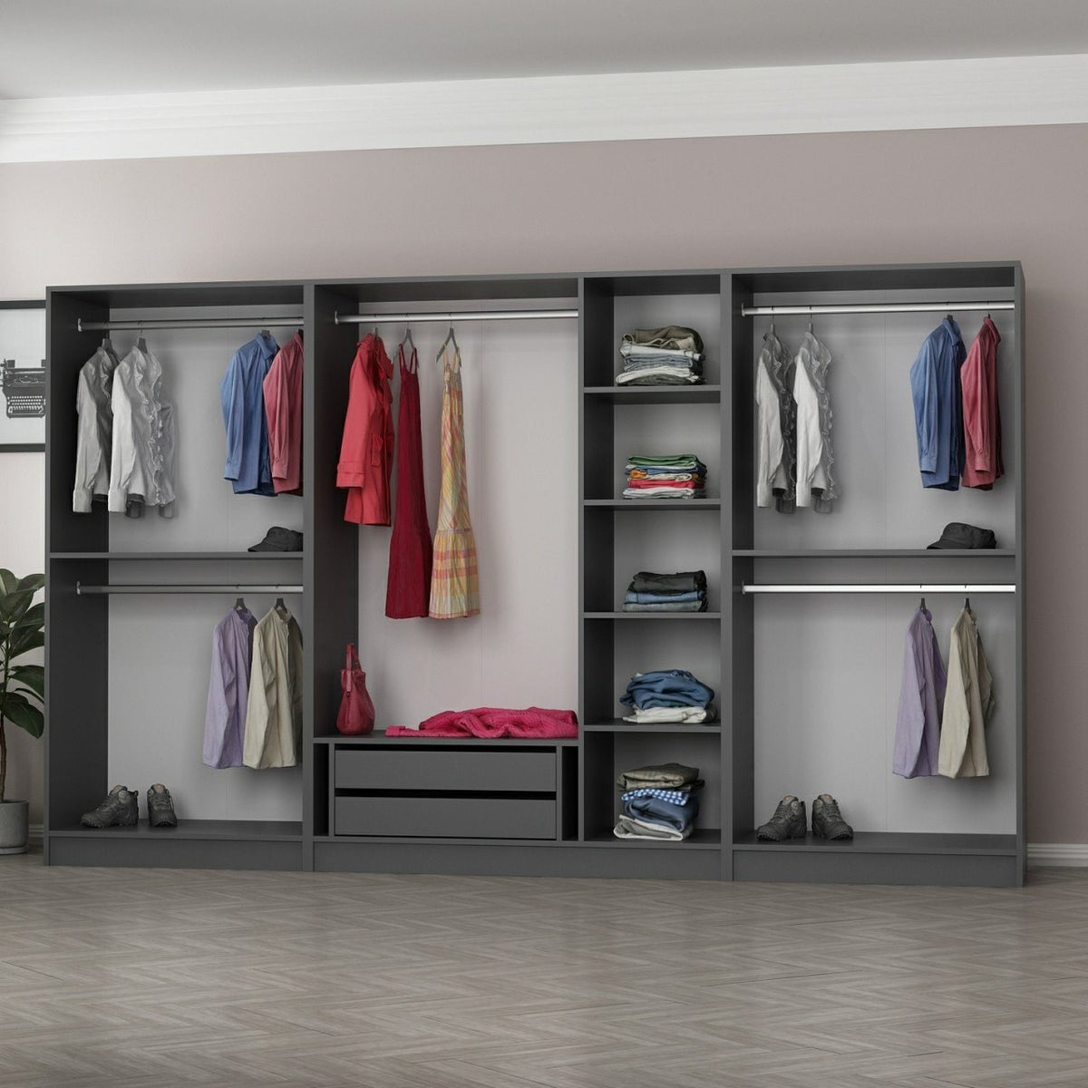Kale Schrank - Anthrazit Schwarz in Anthrazit Schwarz präsentiert im Onlineshop von KAQTU Design AG. Drehtürenschrank ist von Hanah Home