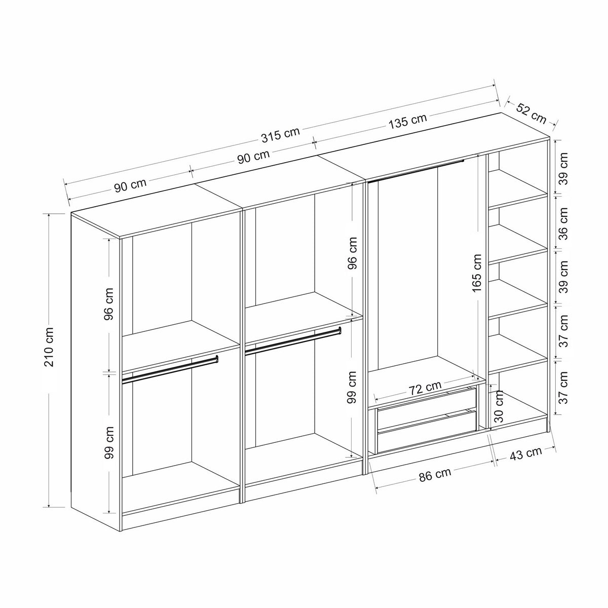 Kale Schrank - Anthrazit Schwarz in Anthrazit Schwarz präsentiert im Onlineshop von KAQTU Design AG. Drehtürenschrank ist von Hanah Home
