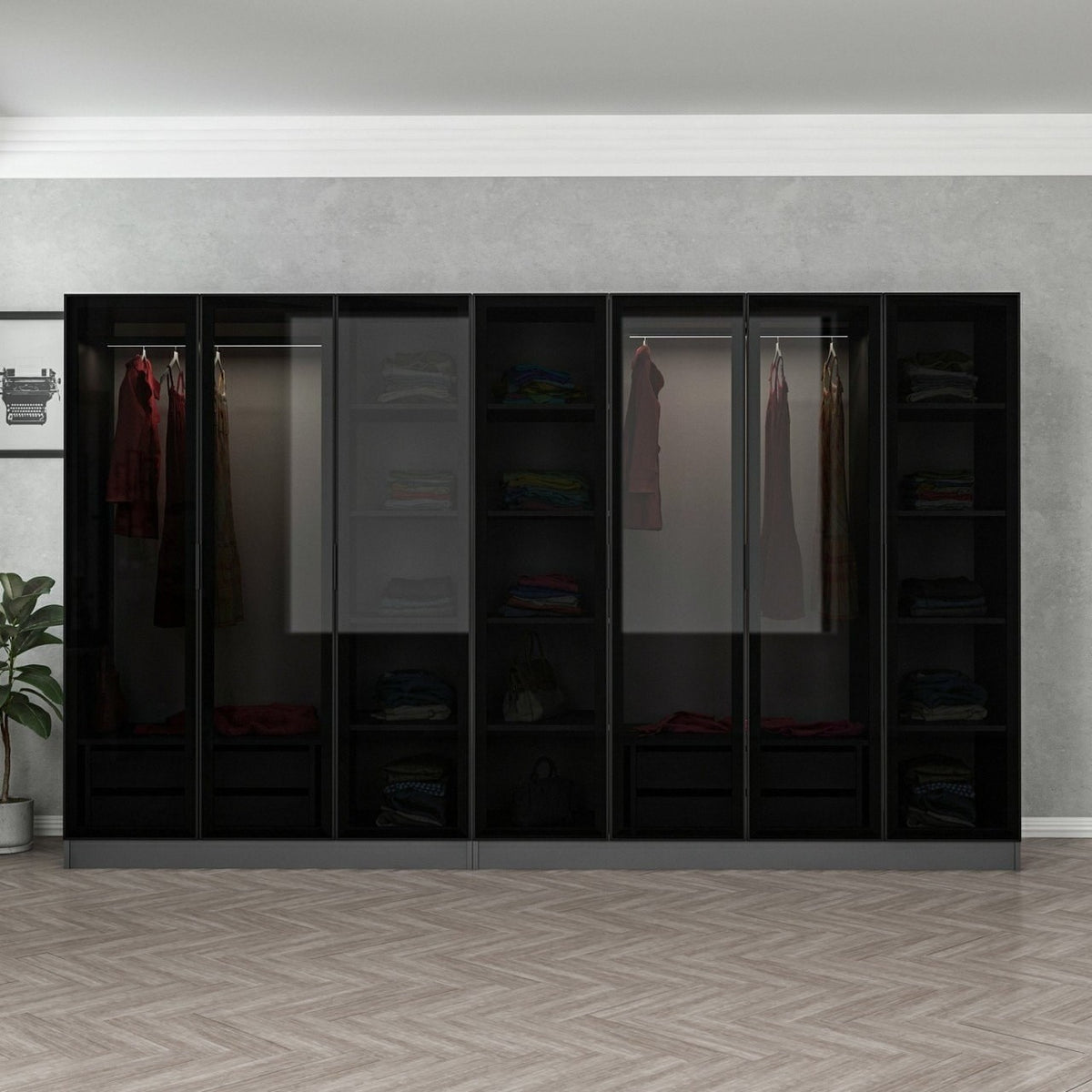 Kale Schrank - Anthrazit Schwarz in Anthrazit Schwarz präsentiert im Onlineshop von KAQTU Design AG. Drehtürenschrank ist von Hanah Home