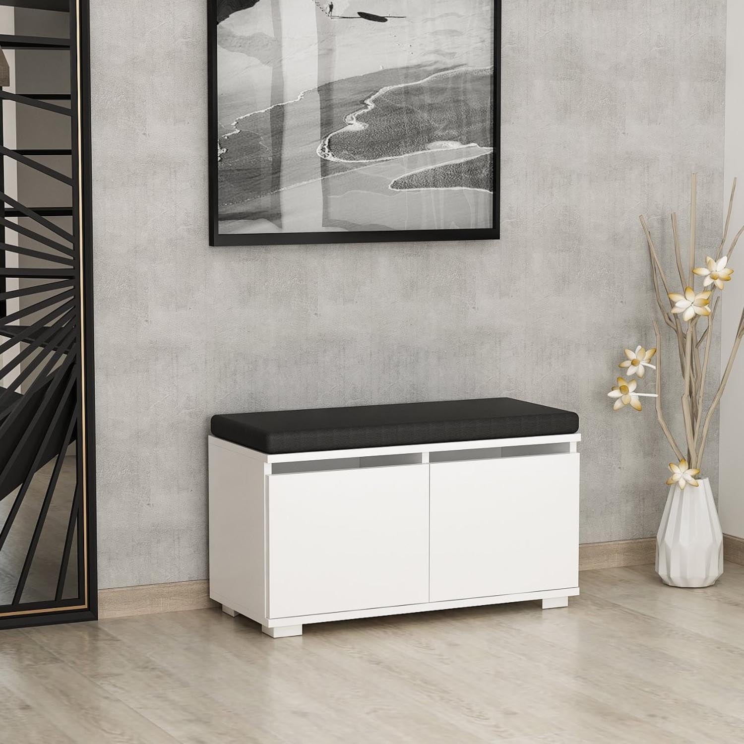 Drago - White in Weiss präsentiert im Onlineshop von KAQTU Design AG. Schuhschrank ist von Hanah Home