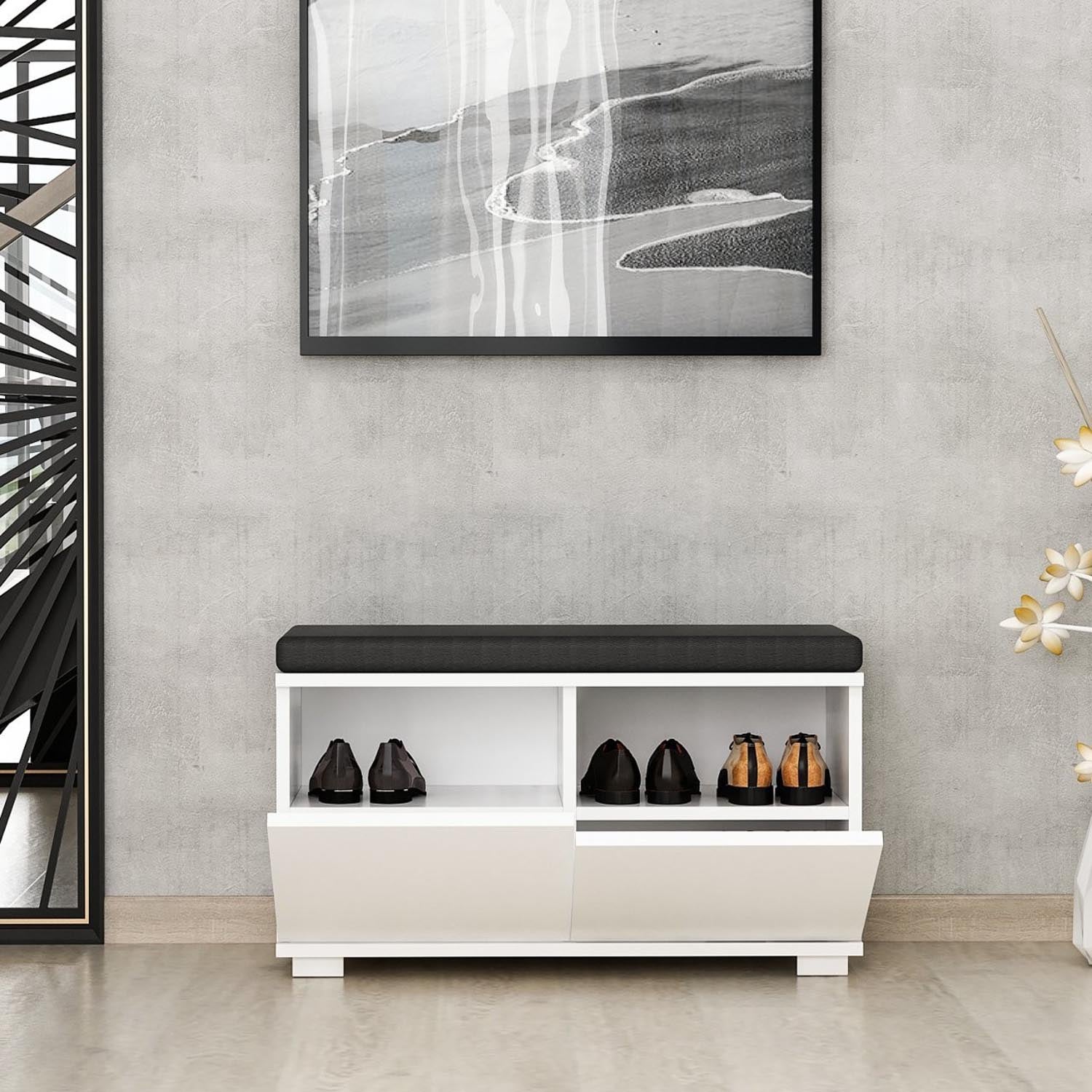 Drago - White in Weiss präsentiert im Onlineshop von KAQTU Design AG. Schuhschrank ist von Hanah Home