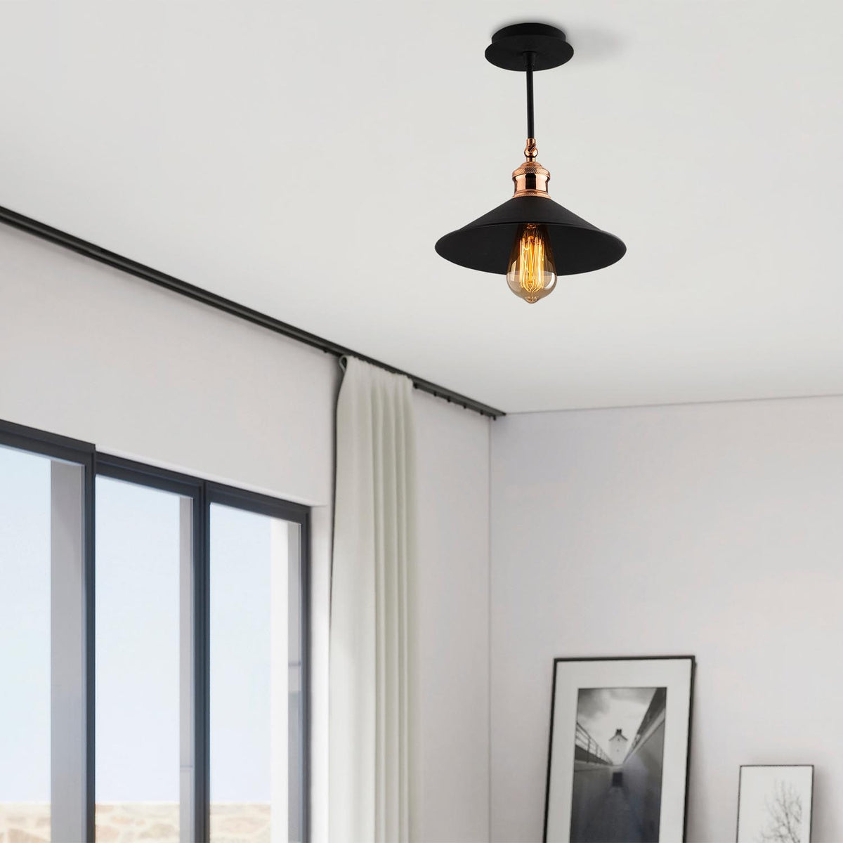Berceste Pendellampe - Schwarz in Schwarz präsentiert im Onlineshop von KAQTU Design AG. Pendelleuchte ist von Opviq