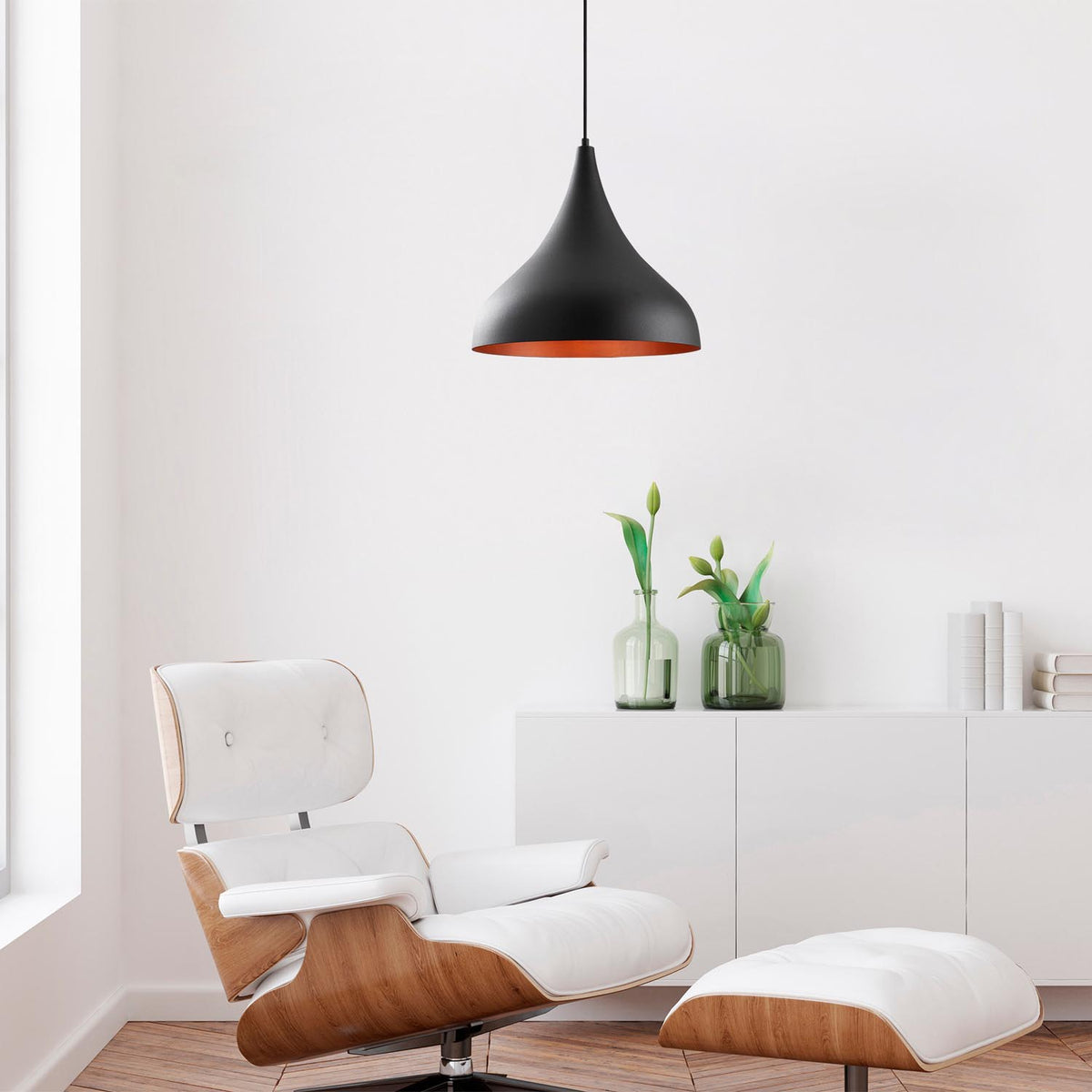 Berceste Pendellampe - Schwarz in Schwarz präsentiert im Onlineshop von KAQTU Design AG. Pendelleuchte ist von Opviq