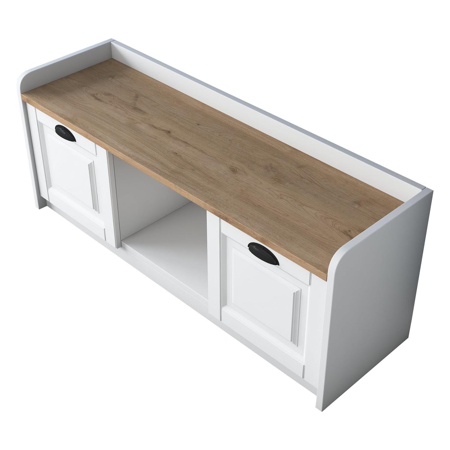 Entdecken Sie den stilvollen P2 Schuhschrank von Hanah Home in Weiß und Walnuss – die perfekte Lösung für Ordnung und Eleganz in jedem Raum!