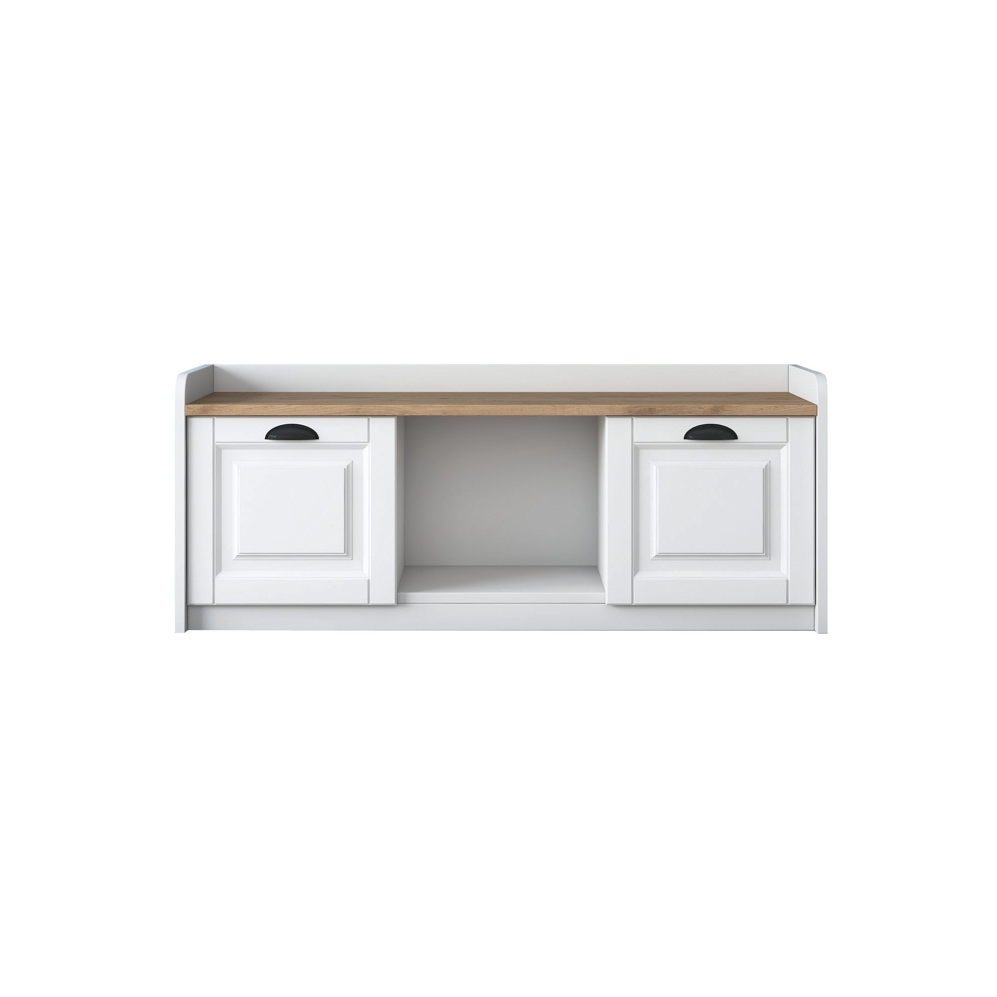 Erleben Sie den P2 Schuhschrank von Hanah Home in elegantem Weiß und Walnuss – ideal für stilvolle Organisation und Platzersparnis in Ihrem Zuhause!