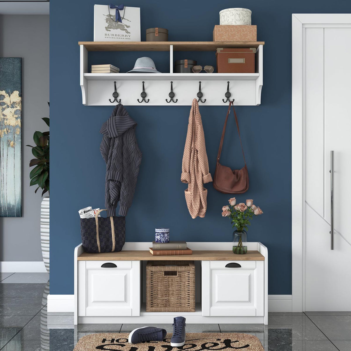 P2 Garderobe - Weisser Walnuss in Weisser Walnuss präsentiert im Onlineshop von KAQTU Design AG. Garderobe ist von Hanah Home