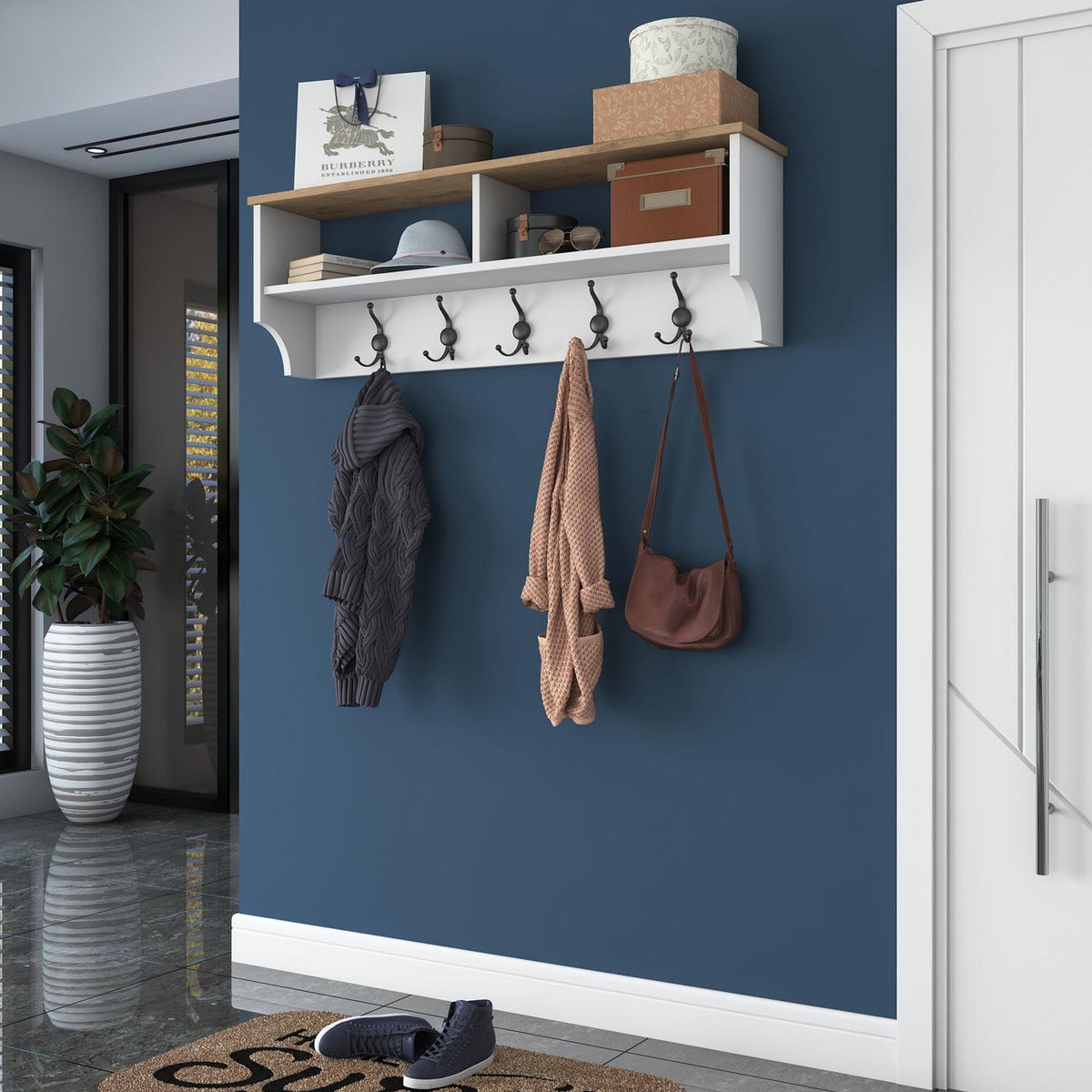 P2 Garderobe - Weisser Walnuss in Weisser Walnuss präsentiert im Onlineshop von KAQTU Design AG. Kleiderhaken ist von Hanah Home