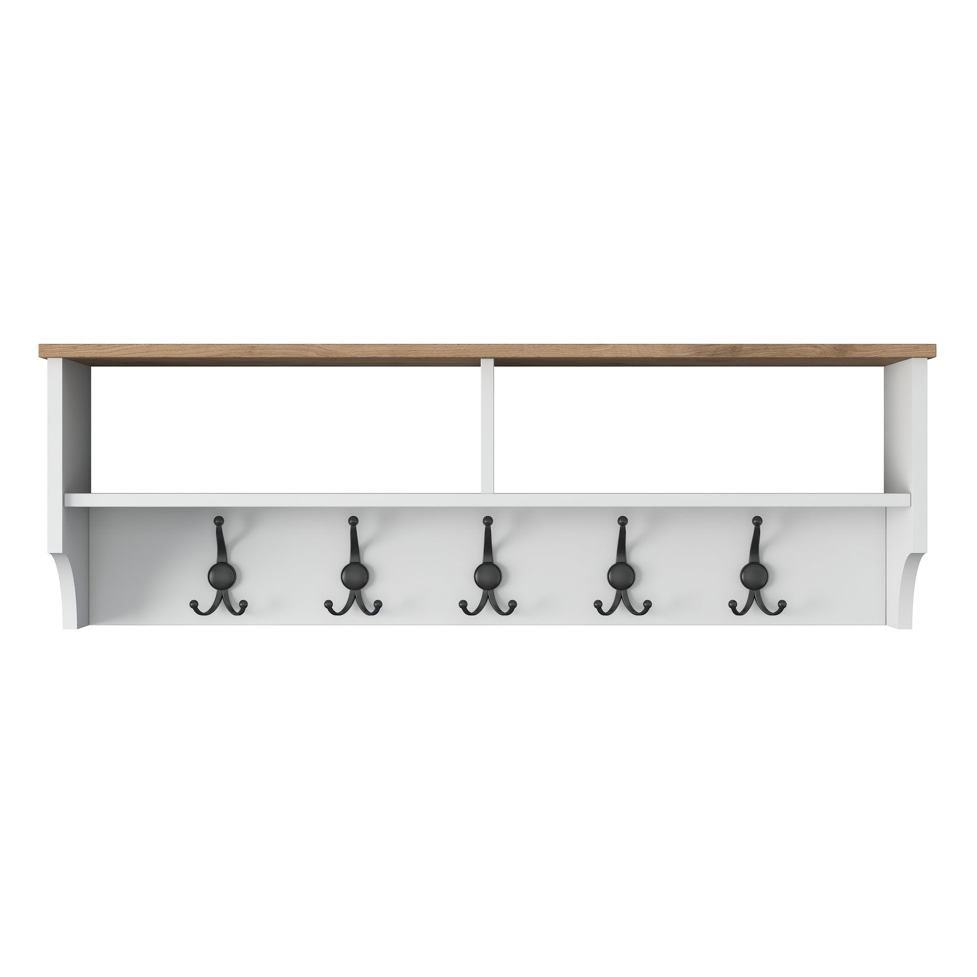 Gestalten Sie Ihren Flur neu mit der P2 Garderobe von Hanah Home. Elegantes Design in Weiß und Walnuss vereint Stil und praktische Aufbewahrung!