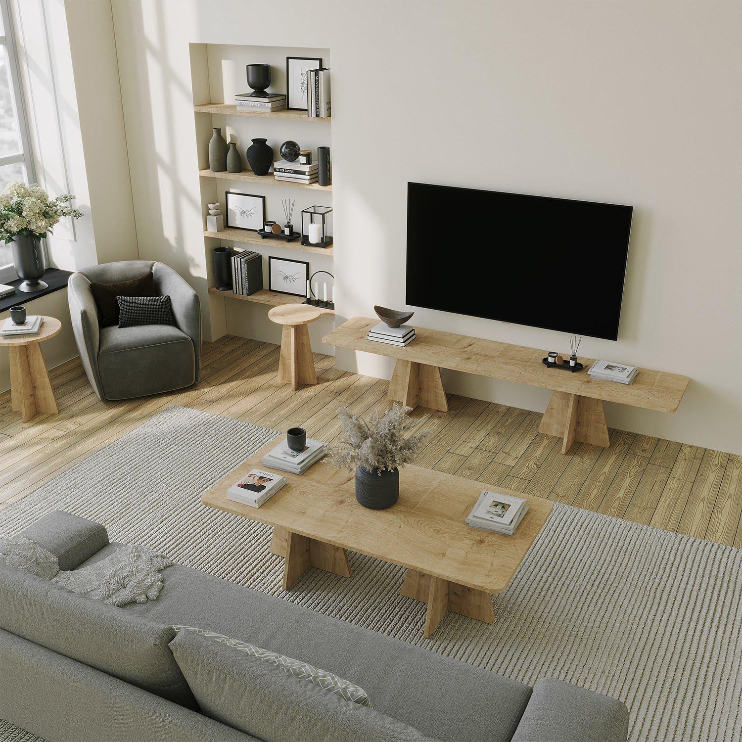 Mushroom - Sapphire Oak in Saphir- Eiche präsentiert im Onlineshop von KAQTU Design AG. Sideboard ist von Hanah Home