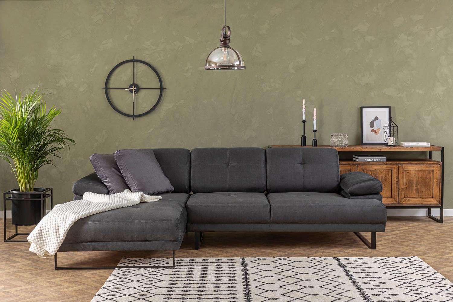 Mustang Small Left - Anthracite in Anthrazit präsentiert im Onlineshop von KAQTU Design AG. Ecksofa ist von Atelier Del Sofa