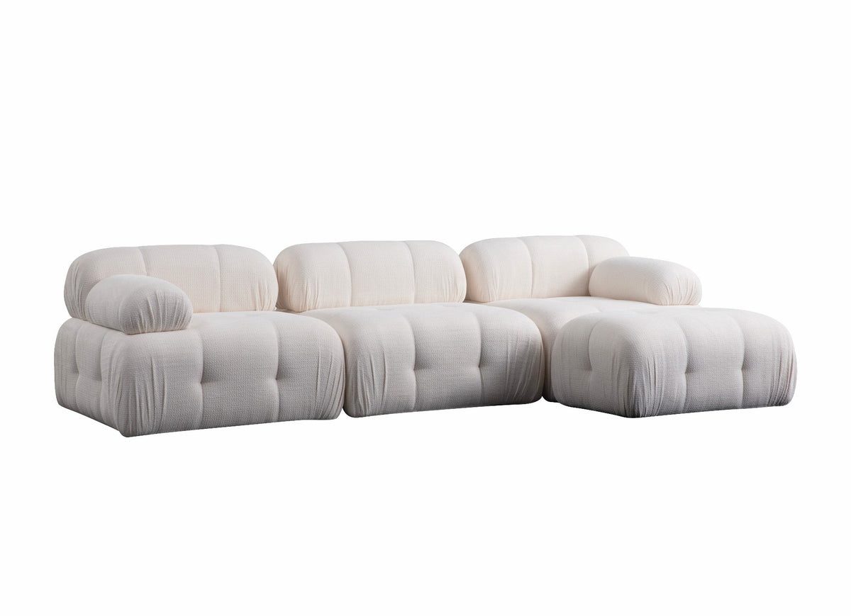 Petite 3 Ecksofa - Weiss in Weiss präsentiert im Onlineshop von KAQTU Design AG. L-Sofa rechts ist von Atelier Del Sofa