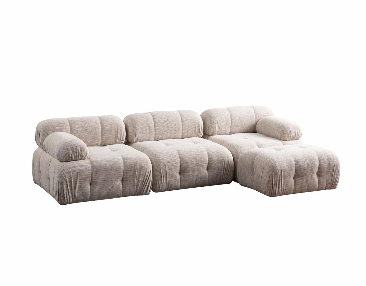 Petite 3 Ecksofa - Sahne in Sahne präsentiert im Onlineshop von KAQTU Design AG. L-Sofa rechts ist von Atelier Del Sofa