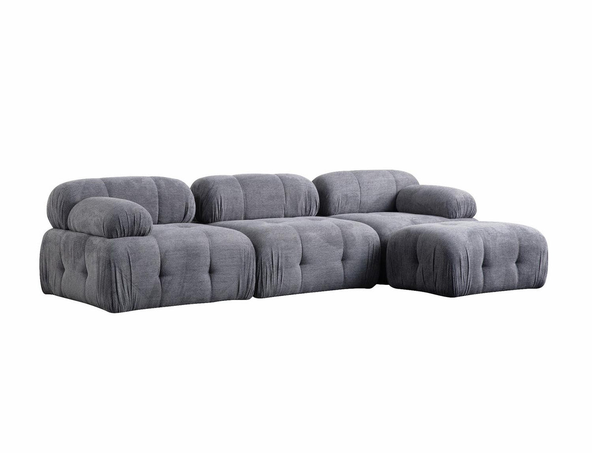 Petite 3 Ecksofa - Grau in Grau präsentiert im Onlineshop von KAQTU Design AG. L-Sofa rechts ist von Atelier Del Sofa