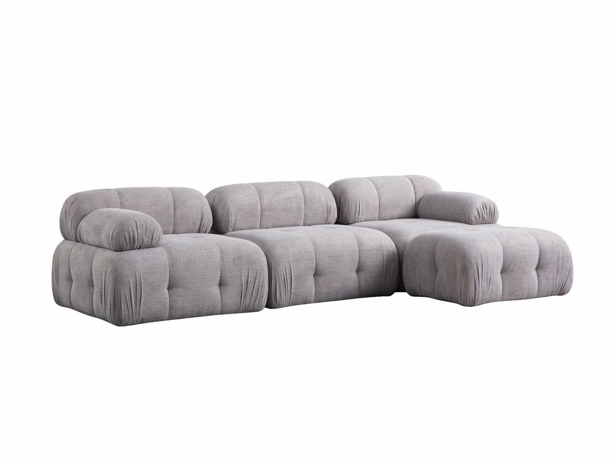 Petite 3 Ecksofa - Hellgrau in Hellgrau präsentiert im Onlineshop von KAQTU Design AG. L-Sofa rechts ist von Atelier Del Sofa