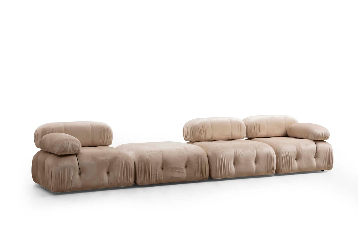 Bubble Pouf Tuffet in Creme von Atelier Del Sofa, runde Form, Polyesterbezug, Gestell aus Buchenholz, schwarze Kunststoffbeine, 95x45 cm