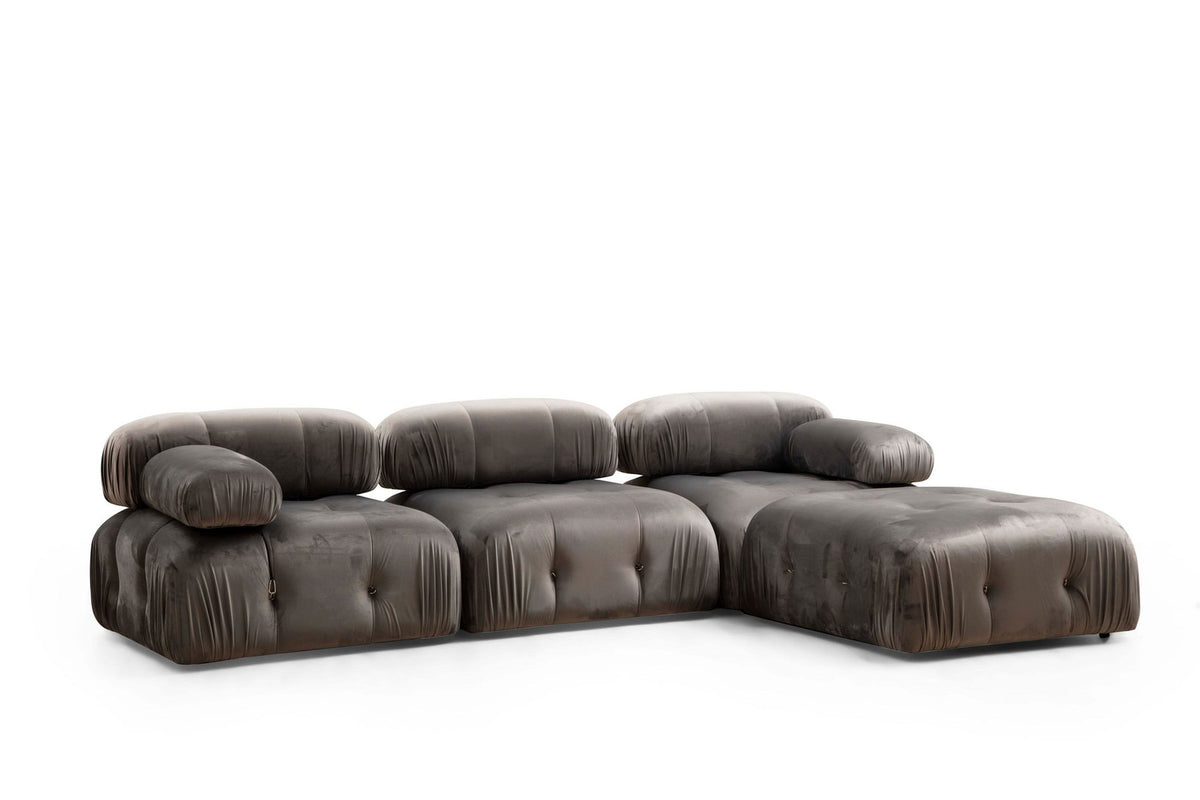 Grauer Bubble Pouf Tuffet von Atelier Del Sofa mit Polyesterbezug, Buchenholzgestell und schwarzen Kunststoffbeinen, runde Form
