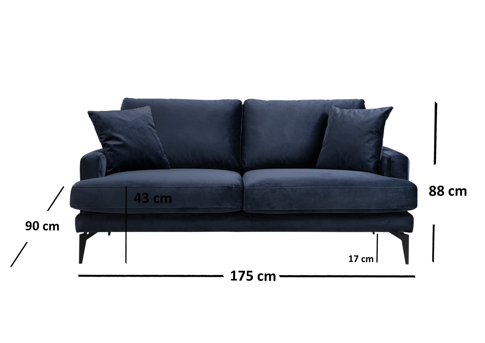 Papira 2 Seater - Navy Blue in Marineblau präsentiert im Onlineshop von KAQTU Design AG. 2er Sofa ist von Atelier Del Sofa