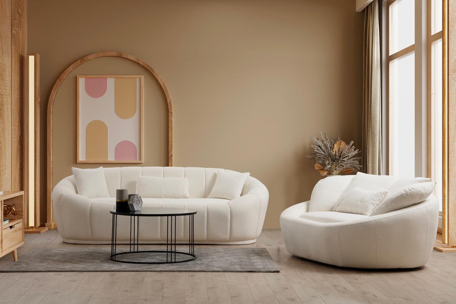 Midye - Love Seat in Sahne präsentiert im Onlineshop von KAQTU Design AG. 2er Sofa ist von Atelier Del Sofa