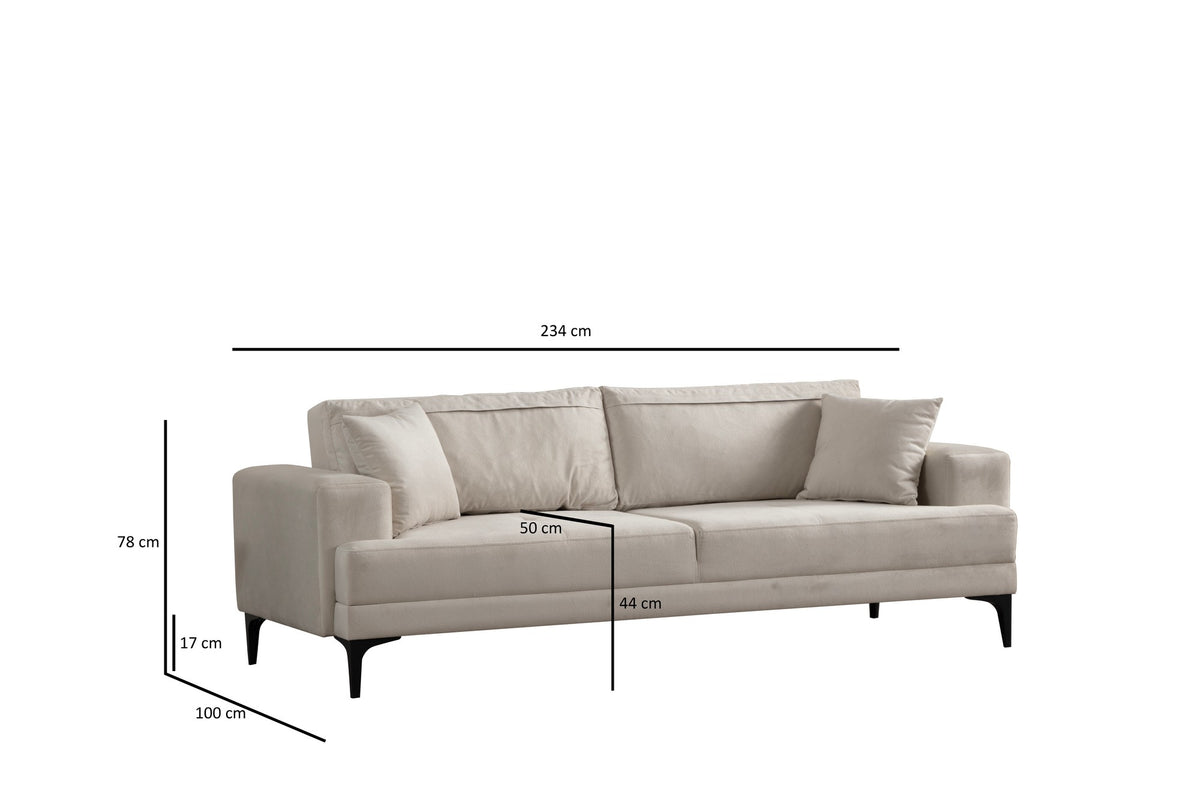 Astana 3 Sitzer Sofa - Ecru in Ecru präsentiert im Onlineshop von KAQTU Design AG. 3er Sofa ist von Atelier Del Sofa