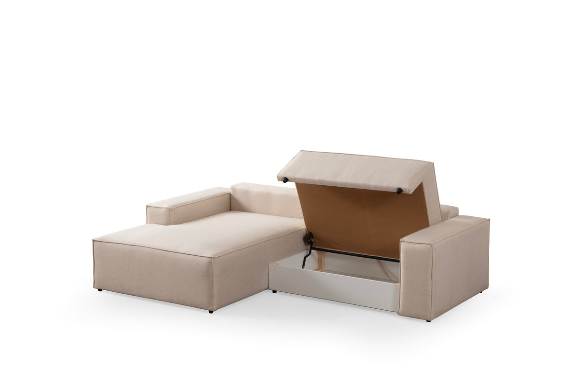 Pırlo Corner Left Bettsofa - Ecru in Ecru präsentiert im Onlineshop von KAQTU Design AG. Bettsofa links ist von Atelier Del Sofa
