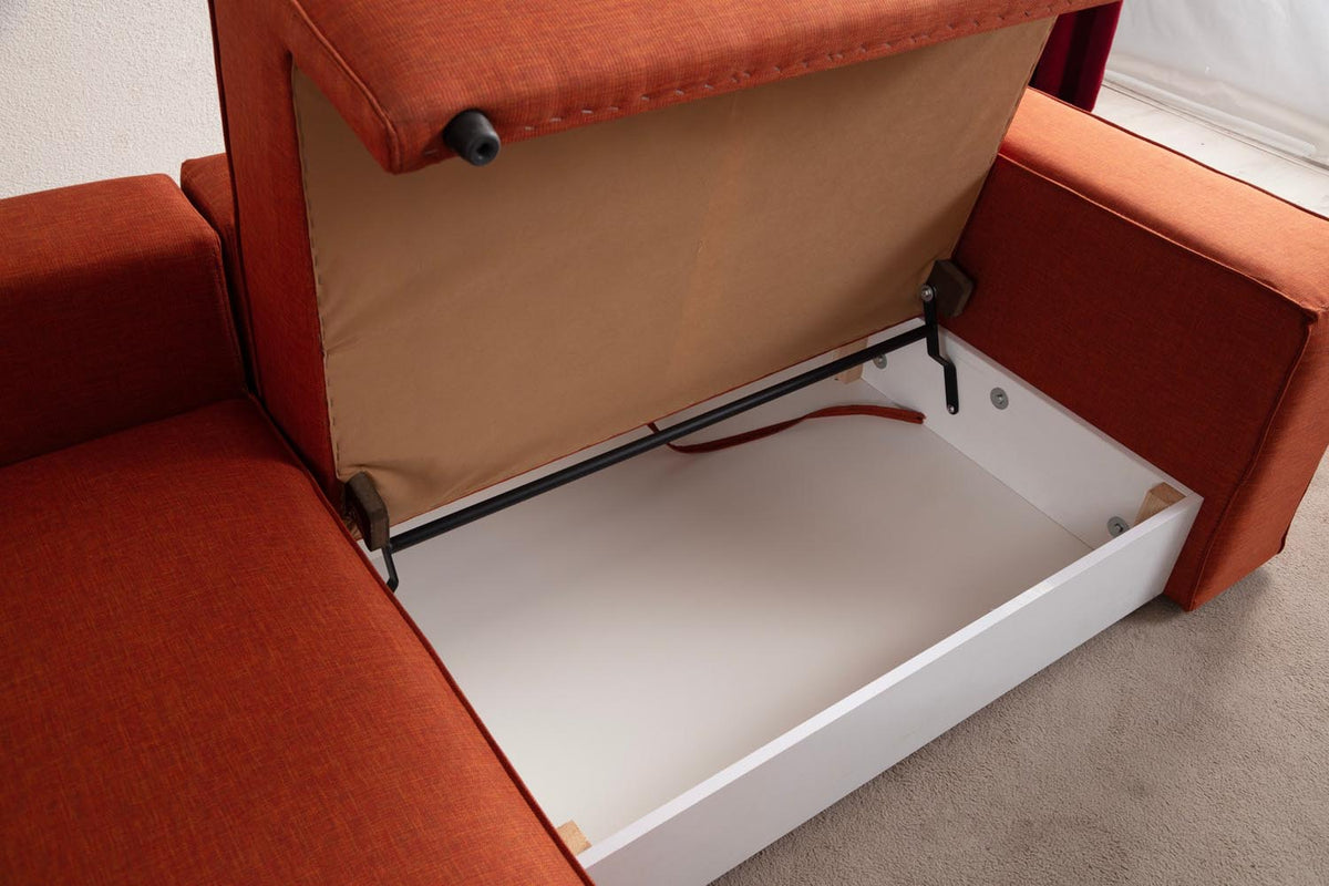 Pırlo Corner Left Bettsofa - Orange in Orange präsentiert im Onlineshop von KAQTU Design AG. Bettsofa links ist von Atelier Del Sofa