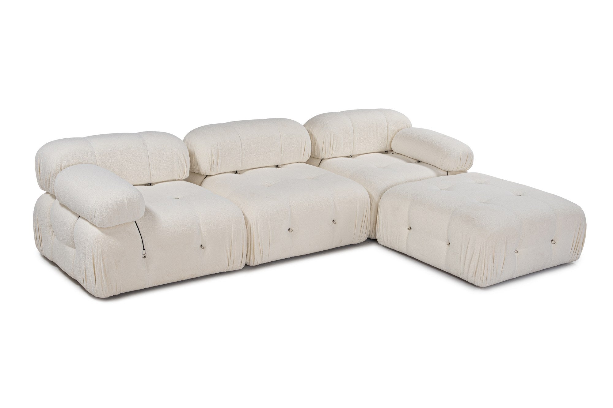 Bubble Beige L1-O1-1R-PUF in Weiss präsentiert im Onlineshop von KAQTU Design AG. Ecksofa ist von Atelier Del Sofa