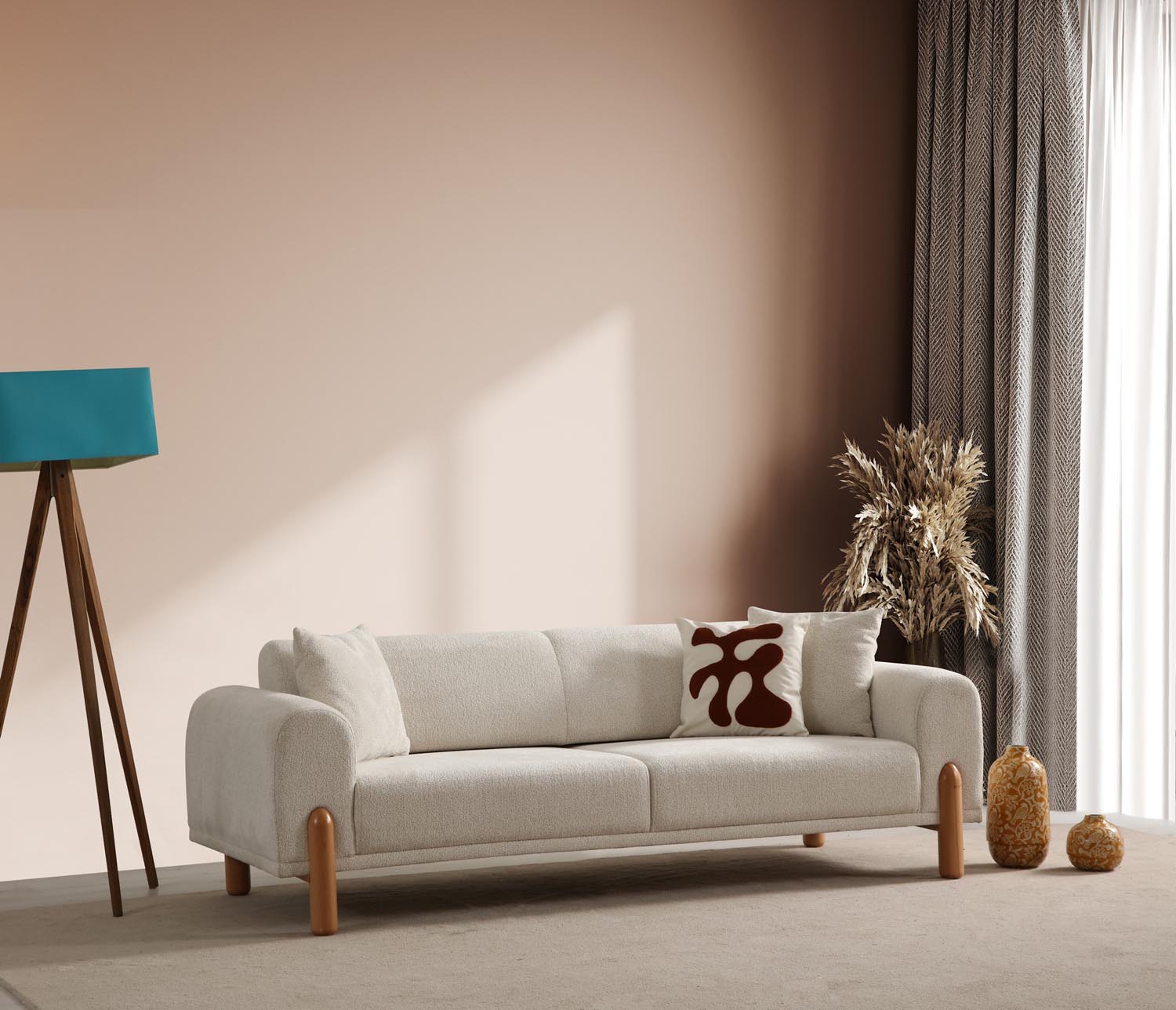 Lyke 3 Seater - Cream in Sahne präsentiert im Onlineshop von KAQTU Design AG. Bettsofa ist von Atelier Del Sofa