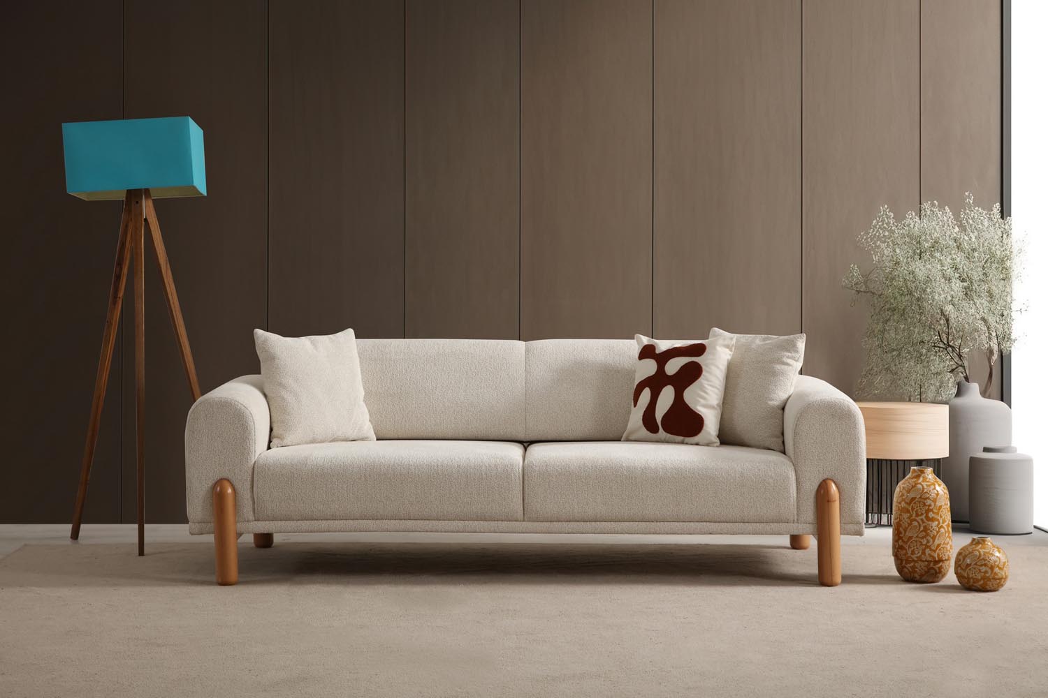 Lyke 3 Seater - Cream in Sahne präsentiert im Onlineshop von KAQTU Design AG. Bettsofa ist von Atelier Del Sofa