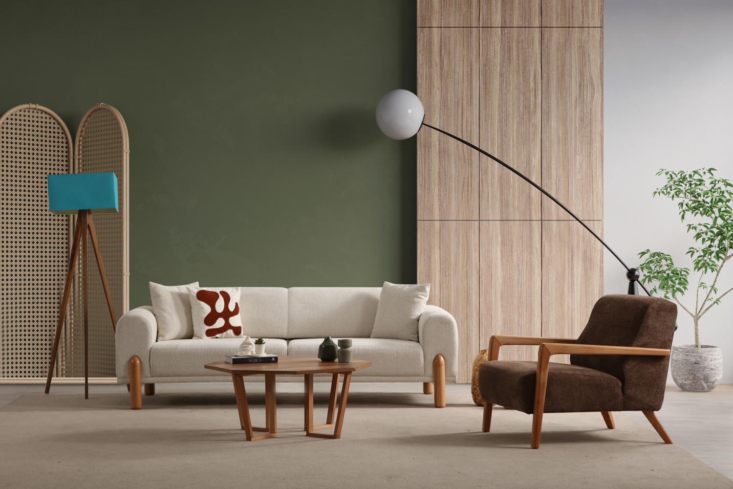 Lyke 3 Seater - Cream in Sahne präsentiert im Onlineshop von KAQTU Design AG. Bettsofa ist von Atelier Del Sofa