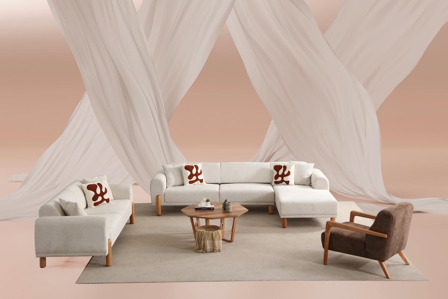Lyke 3 Seater - Cream in Sahne präsentiert im Onlineshop von KAQTU Design AG. Bettsofa ist von Atelier Del Sofa