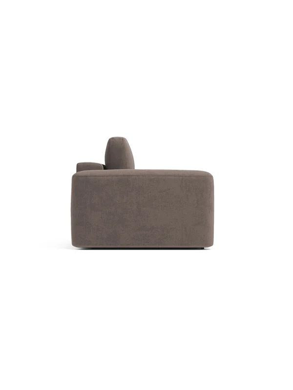 Braunes 1-Sitzer Sofa Mono Lily von Hanah Home mit Buchenholzgestell, Schaumstoffpolster und Kunststoffbeinen, Sitzhöhe 45 cm.