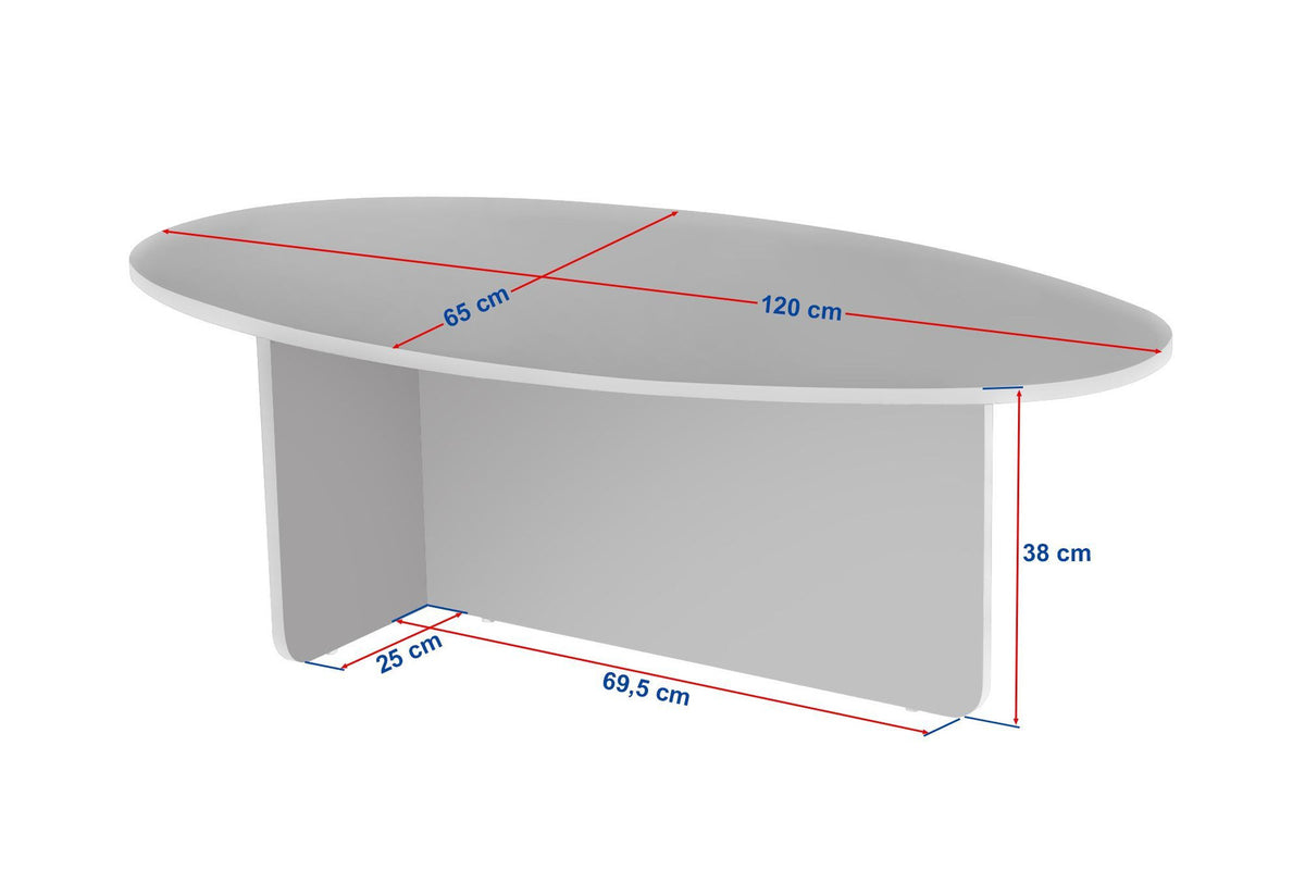 Rechteckiger Couchtisch aus melaminbeschichteter Spanplatte in Travertin-Optik mit Venezia-Nussbaum-Farbton, schlichte moderne Form.